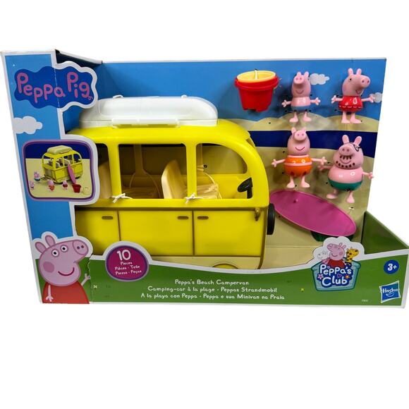 Hasbro Peppa Pig Peppa's Beach Campervan Peppa, George, Mummy & Daddy Pig 2022 - Picture 6 of 9